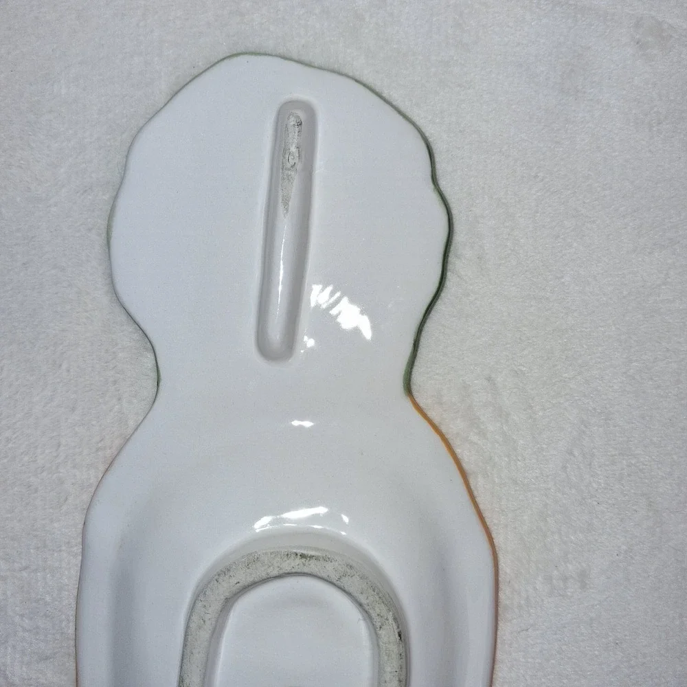 Vintage Anthropomorphic Happy Face Carrot Ceramic Spoon Rest Whimsical Veggie...